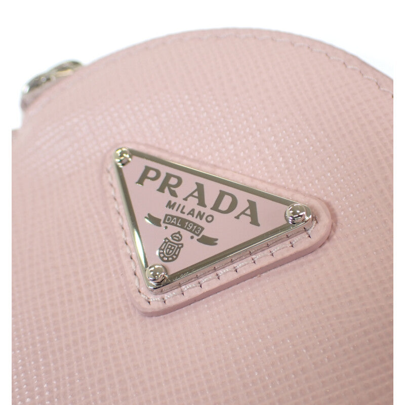 【Aランク】プラダ PRADA サフィアーノトライアングル 1MM006 コインケース サフィアーノ ピンク ファスナー シルバー金具 レディース【ISEYA】