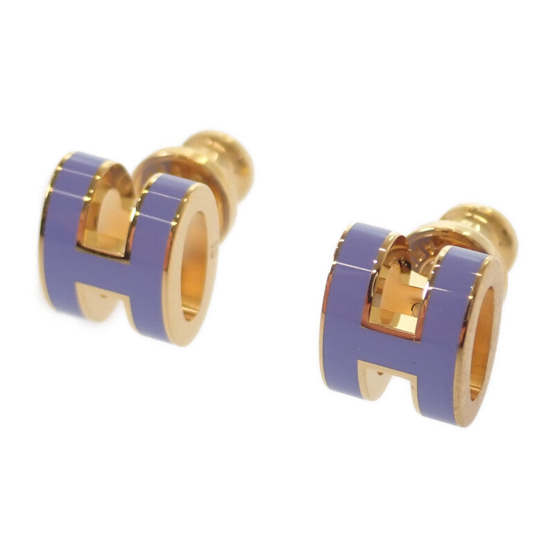 エルメス HERMES ミニ ポップ アッシュ H ピアス メタル リラ パープル ゴールド金具 レディース【中古】【Aランク】