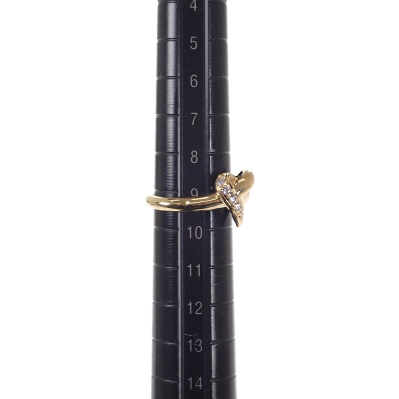 ミキモト MIKIMOTO ハートモチーフ 9号 リング K18イエローゴールド ダイヤモンド レディース【中古】【Aランク】