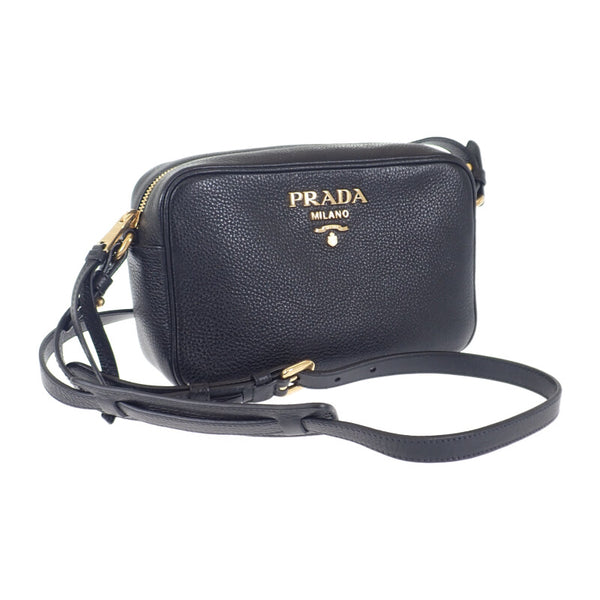 【Aランク】プラダ PRADA ヴィッテロダイノ 1BH0932BBEF0002 ショルダーバッグ レザー ブラック ファスナー ゴールド金具 レディース【ISEYA】