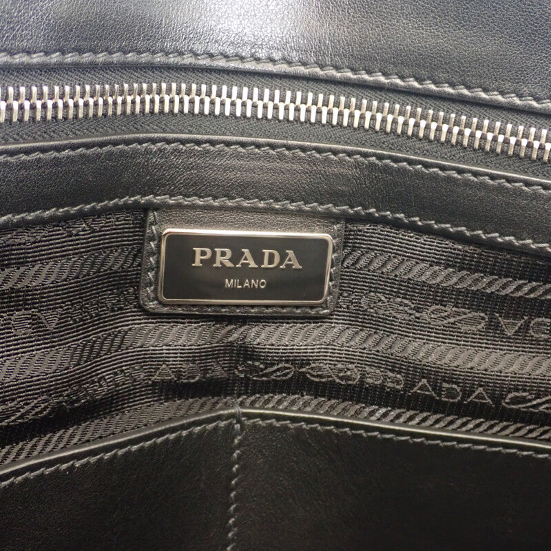 【Aランク】プラダ PRADA 2VE3689Z2F0216 ブリーフケース ２WAYバッグ  ビジネスバッグ サフィアーノ ネイビー ファスナー メンズ 【ISEYA】