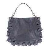 【ABランク】ボッテガヴェネタ BOTTEG AVENETA ループショルダーバッグ ハンドバッグ レザー ブラック マグネット レディース【ISEYA】