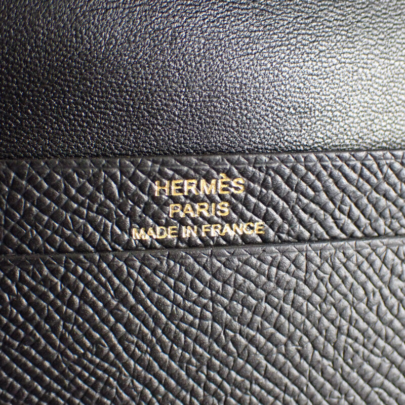 【SAランク】エルメス HERMES ベアンミニ コインケース ヴォーエプソン ブラック W刻印 フラップ ゴールド金具 レディース メンズ ユニセックス【ISEYA】