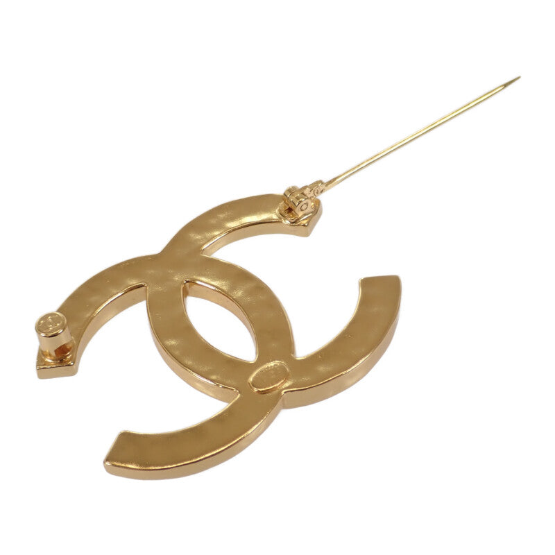 シャネル CHANEL ココマークブローチ ストライプ ブローチ メタル ゴールド ホワイト レディース【中古】【Aランク】