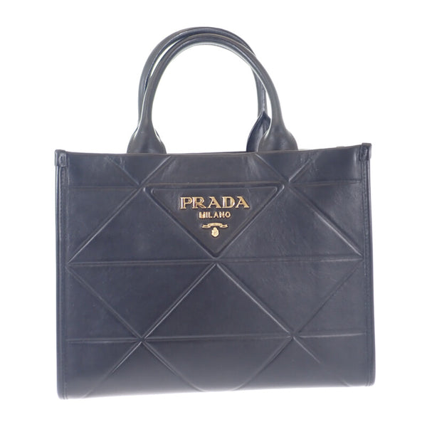 【Aランク】プラダ PRADA シンボルトップステッチ スモールバッグ 1BA379 2WAYバッグ ハンドバッグ  ショルダーバッグ レザー ブラック オープン ゴールド金具 レディース【ISEYA】