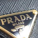 【Aランク】プラダ PRADA サフィアーノトライアングル 1MH021 三つ折り財布 サフィアーノ ブラック スナップボタン ゴールド金具 レディース【ISEYA】