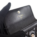 【Aランク】シャネル CHANEL CCパール フラット AP3813_B15723_94305 カードケース ラムスキン ブラック ゴールド金具 レディース【ISEYA】