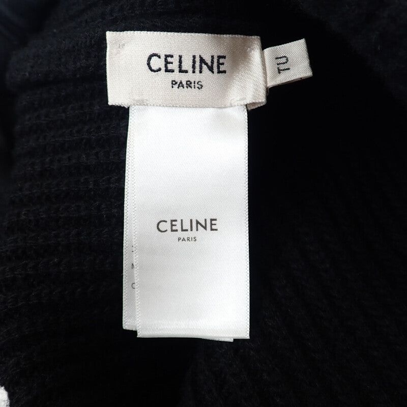 【Aランク】セリーヌ CELINE リブ編み ニット帽 2A25R535Q.38NO ニットキャップ ウール ブラック レディース メンズ ユニセックス【ISEYA】