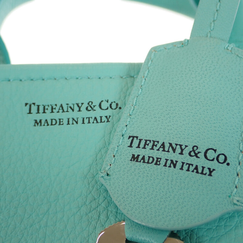 【ABランク】ティファニー TIFFANY&Co. マイクロトート バッグ 2WAYバッグ ハンドバッグ  ショルダーバッグ カーフ ブルー レディース【ISEYA】