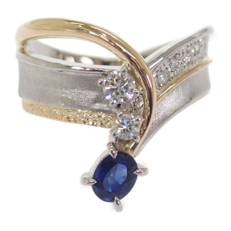 【中古】石川暢子 NOBUKO ISHIKAWA K18 as Time リング K18イエローゴールド Pt900プラチナ ゴールド シルバー ブルー 13号 サファイア ダイヤモンド レディース【Aランク】