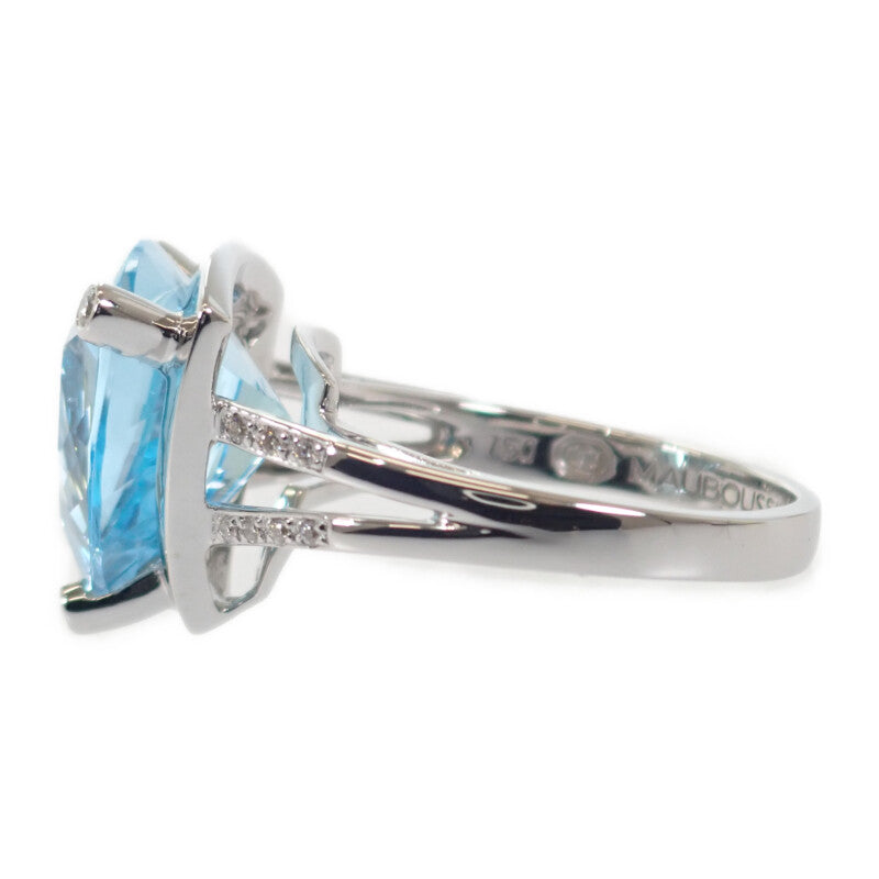 モーブッサン MAUBOUSSIN メ クラー ア トア 14号 54 リング K18ホワイトゴールド ブルートパーズ ダイヤモンド レディース【中古】【ABランク】