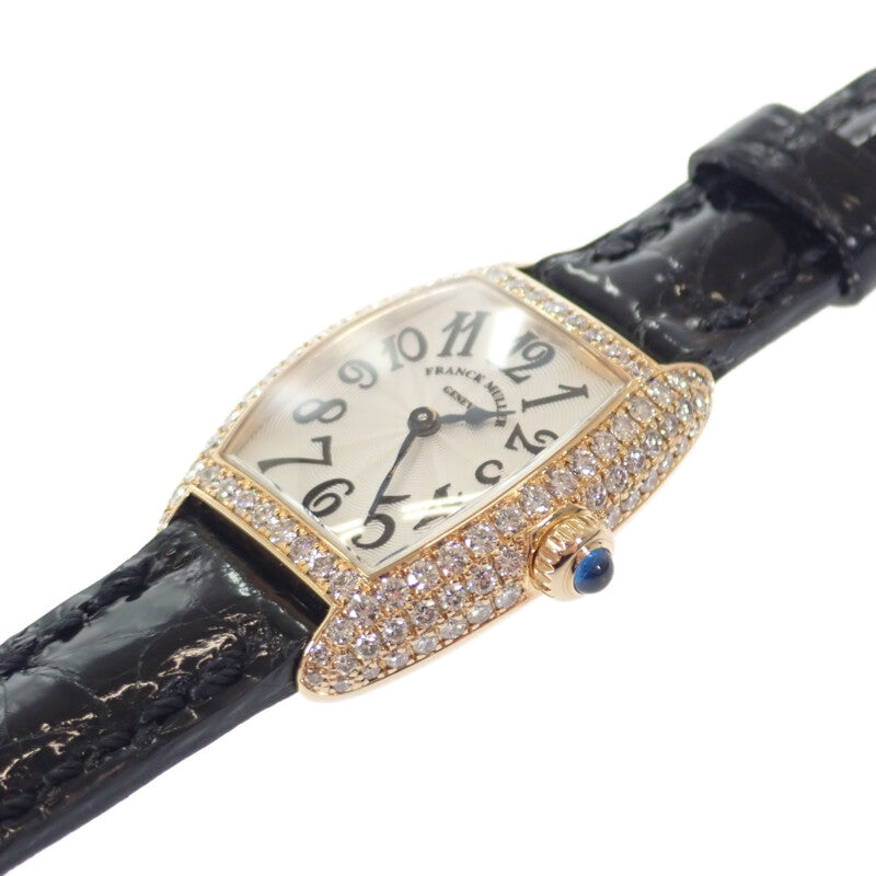 フランクミュラー FRANCK MULLER トノウカーベックスプティ 2500QZD4N 腕時計 K18イエローゴールド ダイヤモンド クオーツ シルバー文字盤 レディース【中古】【ABランク】