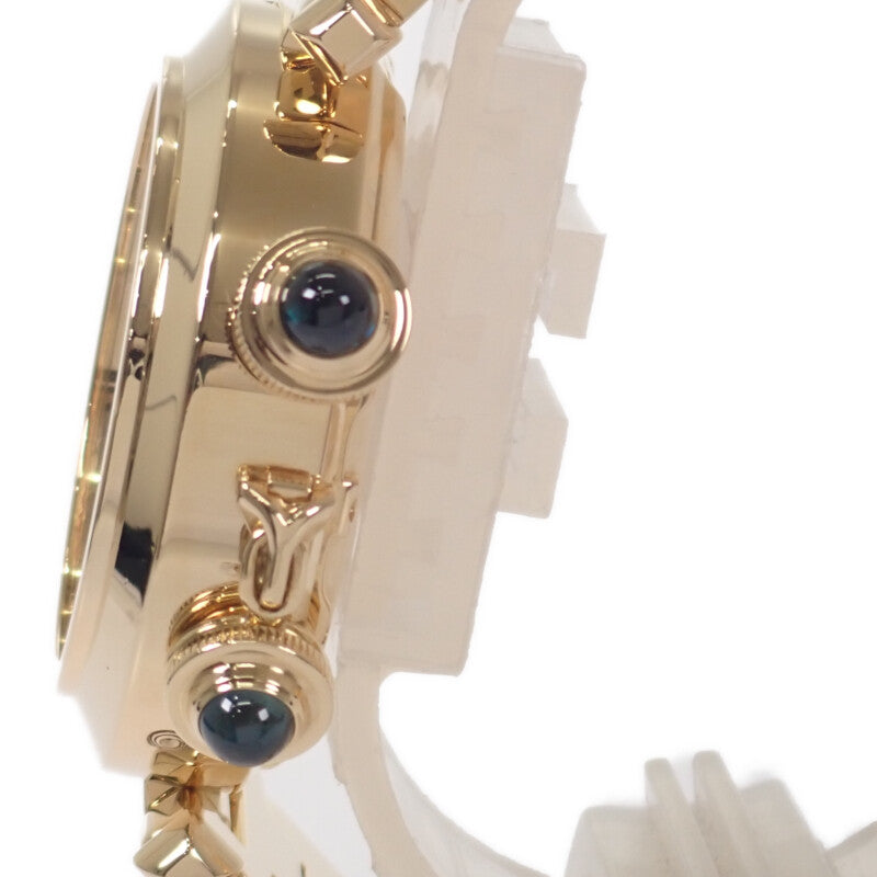 カルティエ CARTIER パシャ ムーンデイト アラーム 1990年製 正規メンテナンス済 W30011 腕時計 K18イエローゴールド クオーツ ブルー文字盤 メンズ【中古】【Aランク】