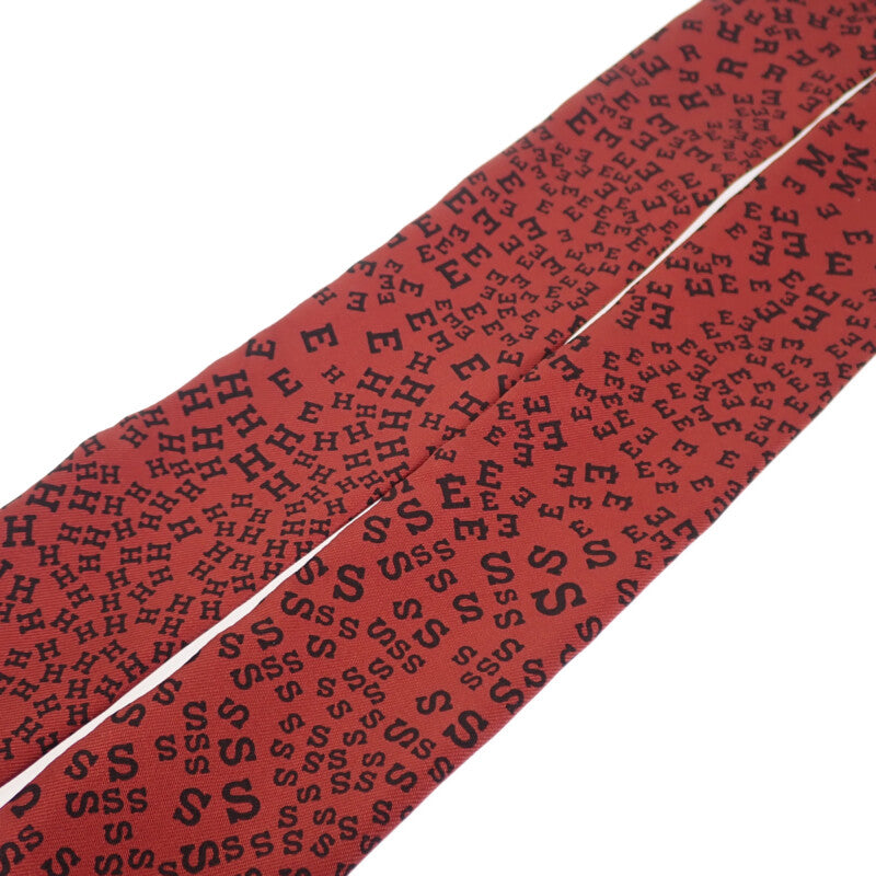 エルメス HERMES ツイリー ロゴ アルファベット柄 スカーフ シルク レッド レディース【中古】【Aランク】