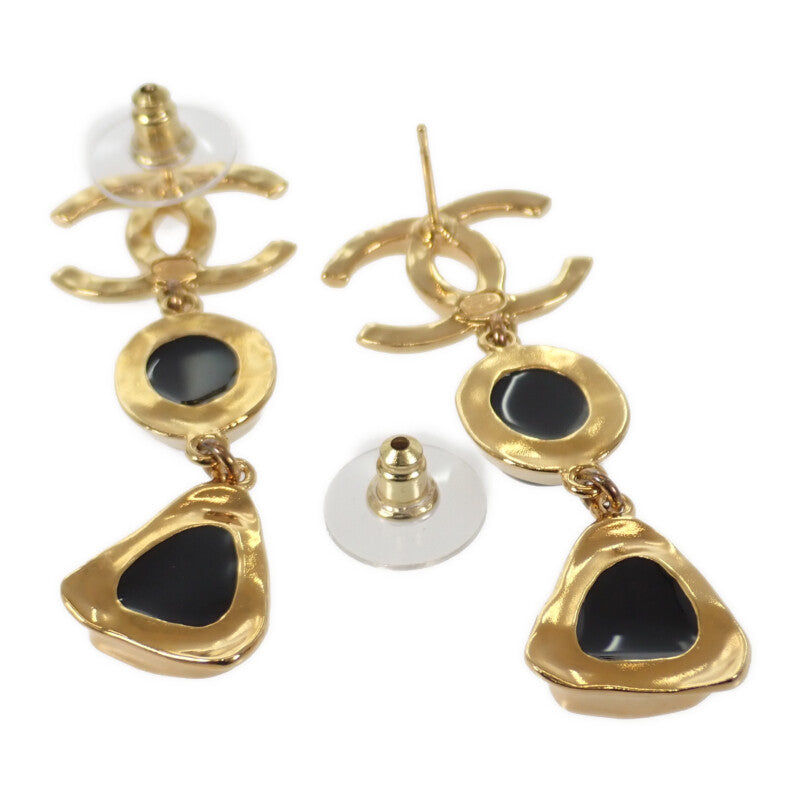 シャネル CHANEL ココマーク スウィング L23C刻印 ピアス メタル ゴールド ブラック ゴールド金具 レディース【中古】【Aランク】