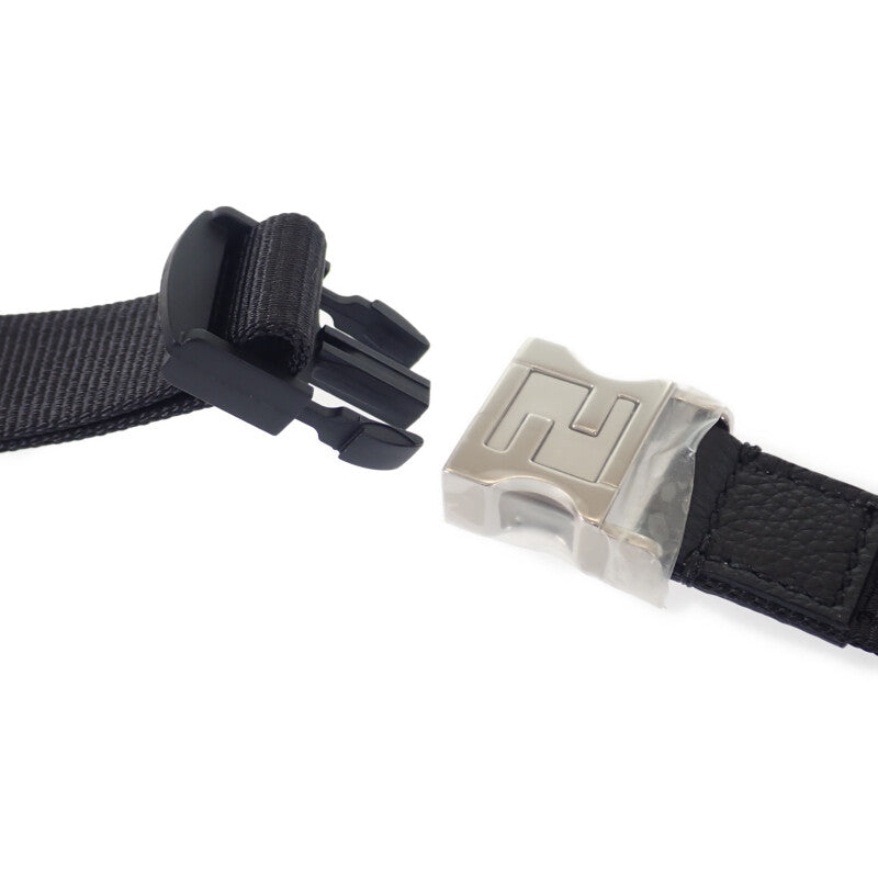 フェンディ FENDI レザーベルトバッグ 7VA605-0AMAC ボディバッグ レザー ブラック シルバー金具 メンズ【中古】【Aランク】