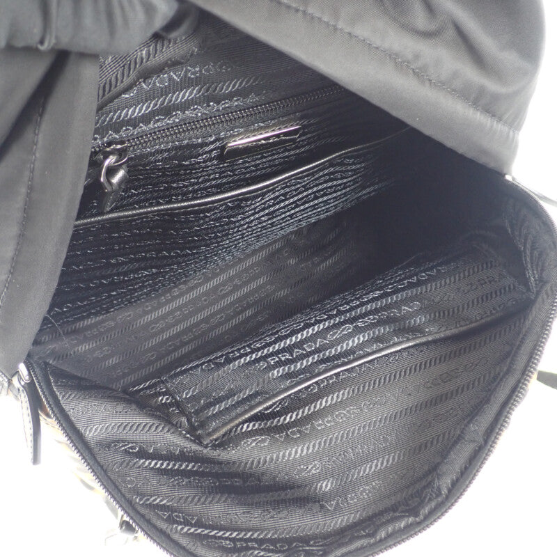 プラダ PRADA レオパード バックパック 1BZ001 リュック・デイパック ナイロン ブラウン ブラック レディース【中古】【Aランク】