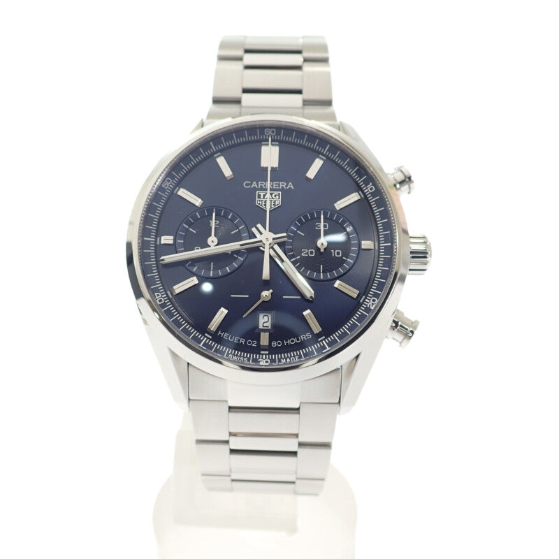 タグホイヤー TAG HEUER カレラ キャリバーホイヤー02 クロノグラフ CBN2011.BA0642 腕時計 ステンレススチール 自動巻き ブルー文字盤 メンズ【中古】【Aランク】