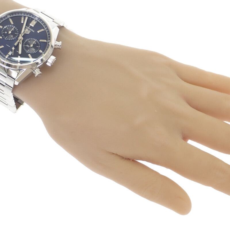 タグホイヤー TAG HEUER カレラ キャリバーホイヤー02 クロノグラフ CBN2011.BA0642 腕時計 ステンレススチール 自動巻き ブルー文字盤 メンズ【中古】【Aランク】