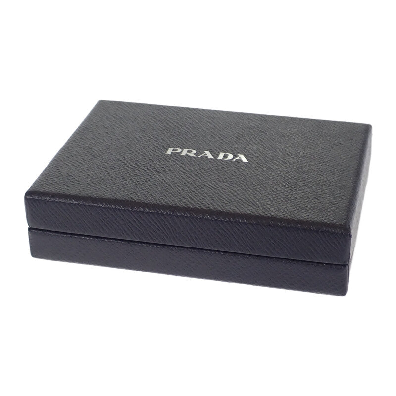 【Aランク】プラダ PRADA トライアングルロゴ 2MM0032D1QF0002 コインケース サフィアーノ ブラック シルバー金具 メンズ レディース【ISEYA】