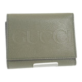 【Aランク】グッチ GUCCI ロゴ コンパクトウォレット ミニ 7316940E8IG3352 三つ折り財布 カーフ カーキ メンズ【ISEYA】