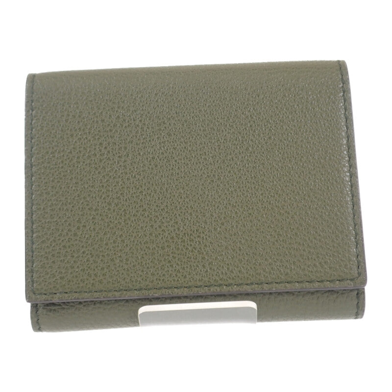 GUCCI Logo Compact Wallet Mini 7316940E8IG3352 Trifold Wallet Calf Khaki Men's [Used] [A Rank]