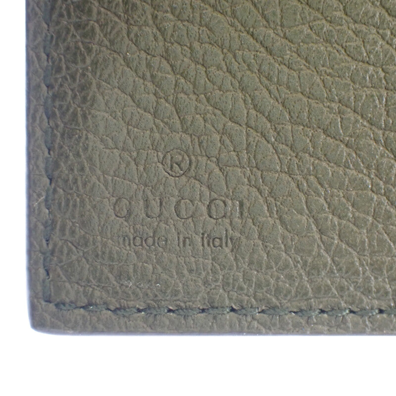 GUCCI Logo Compact Wallet Mini 7316940E8IG3352 Trifold Wallet Calf Khaki Men's [Used] [A Rank]