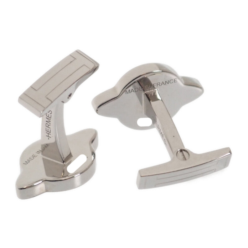 エルメス HERMES プラネットH カフリンクス カフス メタル シルバー ブラック メンズ【中古】【Aランク】