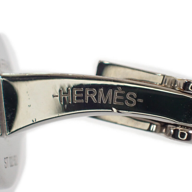 【Aランク】エルメス HERMES プラネットH カフリンクス カフス メタル シルバー ブラック メンズ【ISEYA】