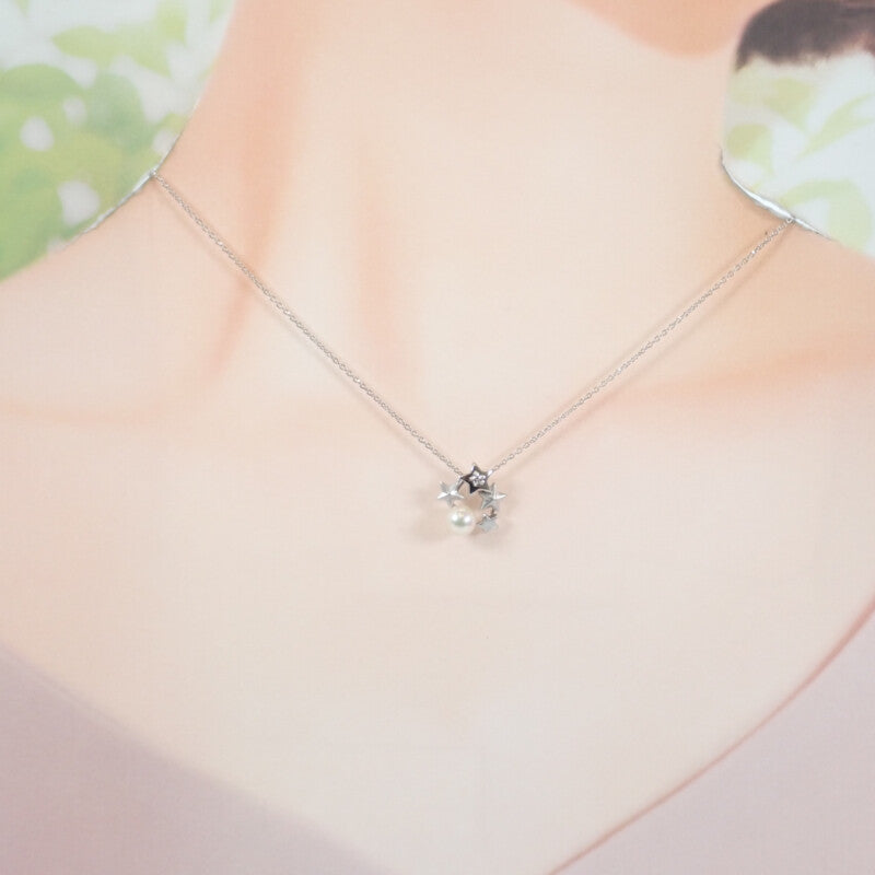 タサキ TASAKI パールペンダント ネックレス K18ホワイトゴールド アコヤ真珠 ダイヤモンド レディース【中古】【Aランク】