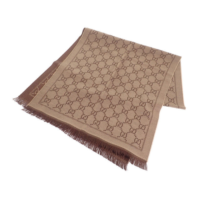 グッチ GUCCI GGパターン ウィンタースカーフ 1334833G2002764 マフラー ウール ライトブラウン レディース【中古】【Sランク】