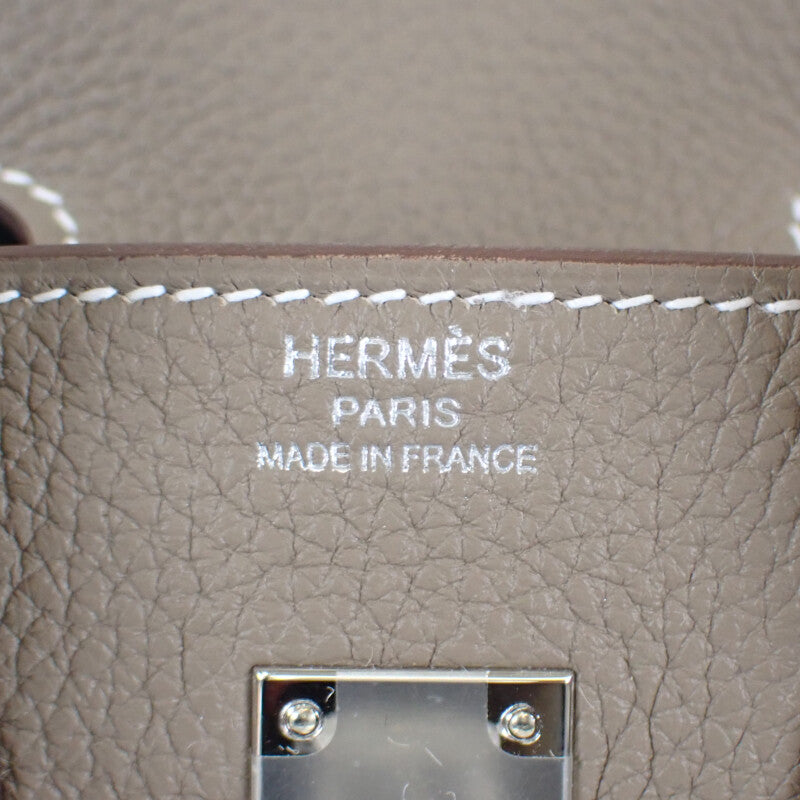 【Sランク】エルメス HERMES バーキン25 ハンドバッグ トゴ エトゥープ ベージュ W刻印 ターンロック シルバー金具 レディース ユニセックス【ISEYA】