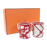 【Sランク】エルメス HERMES ガダルキヴィール ペア マグカップ 食器 陶磁器 レッド ホワイト【ISEYA】