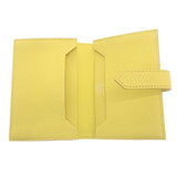 エルメス HERMES ベアン W刻印 カードケース シェーブル イエロー系 シルバー金具 レディース【中古】【Aランク】