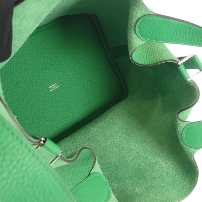エルメス HERMES ピコタンロック GM ハンドバッグ トリヨンクレマンス バンブー グリーン シルバー金具 レディース【中古】【Aランク】