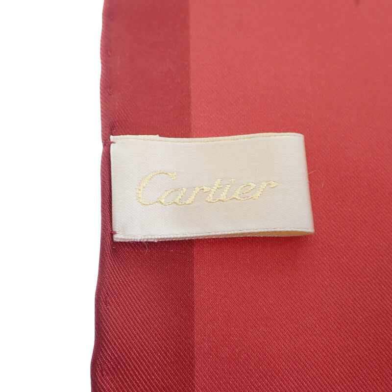 【Aランク】カルティエ CARTIER パンテール ヒョウ柄 スカーフ シルク ルージュ レディース【ISEYA】