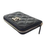 【Aランク】シャネル CHANEL ジップ付コインパース AP4177B1769794305 コインケース グレインカーフレザー ブラック ゴールド金具 レディース【ISEYA】