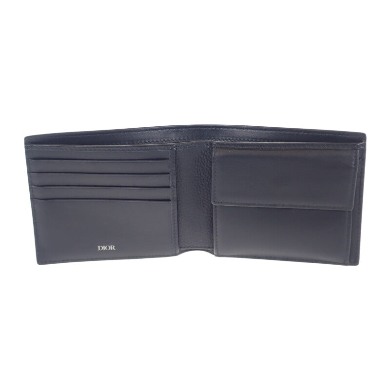 ディオール Dior CD Icon ウォレット 2ESBC027CDI_H00N 二つ折り財布 グレインカーフレザー ブラック メンズ【中古】【Aランク】