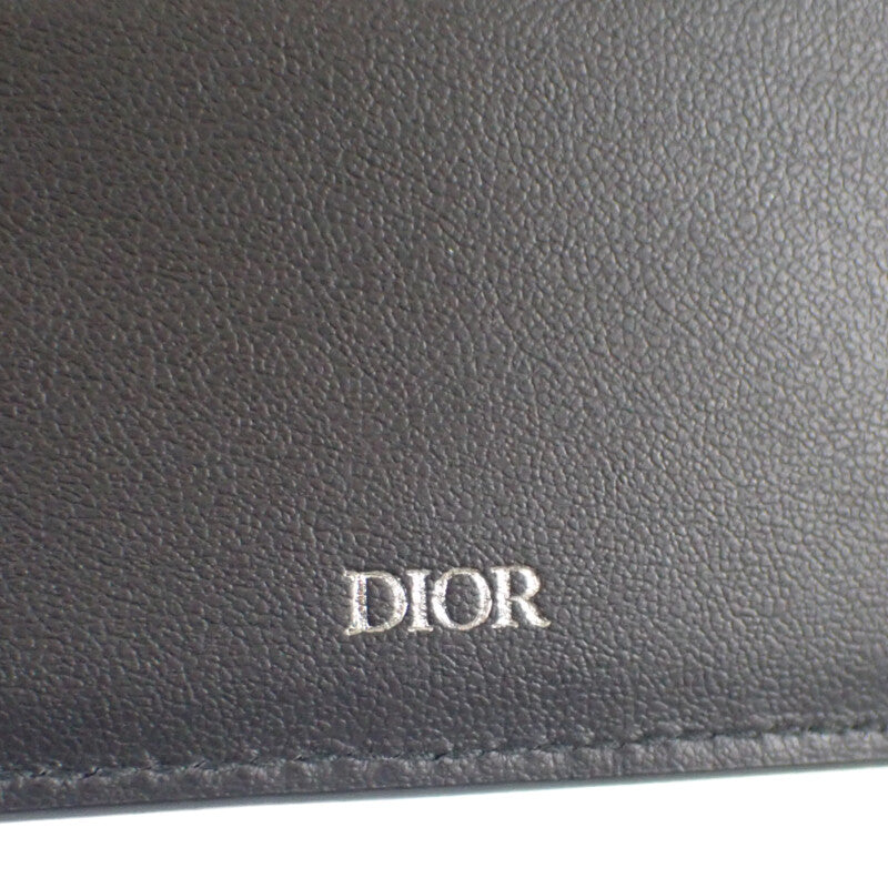 ディオール Dior CD Icon ウォレット 2ESBC027CDI_H00N 二つ折り財布 グレインカーフレザー ブラック メンズ【中古】【Aランク】