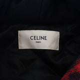 【Aランク】セリーヌ CELINE フード付き チェックシャツジャケット 2W68A000O.27NG その他アウター ウール コットン モヘア ルージュ×ノワール レッド 50 メンズ【ISEYA】