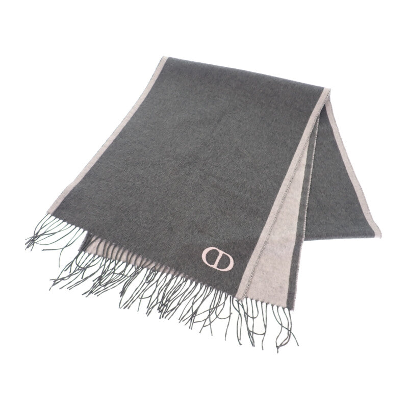 ディオール Dior CDIcon ダブルフェース 93E0015DH001 マフラー シルク グレー ピンク メンズ レディース【中古】【Aランク】