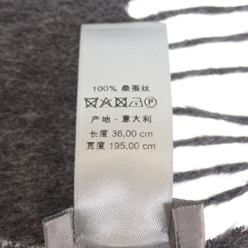 ディオール Dior CDIcon ダブルフェース 93E0015DH001 マフラー シルク グレー ピンク メンズ レディース【中古】【Aランク】