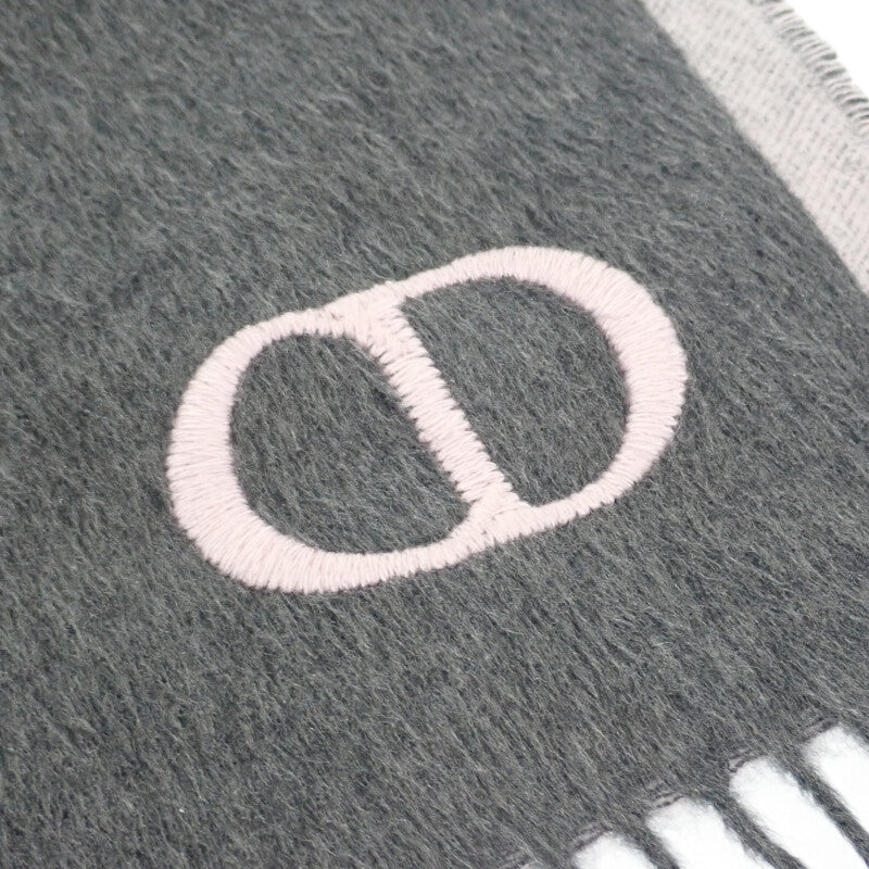 ディオール Dior CDIcon ダブルフェース 93E0015DH001 マフラー シルク グレー ピンク メンズ レディース【中古】【Aランク】