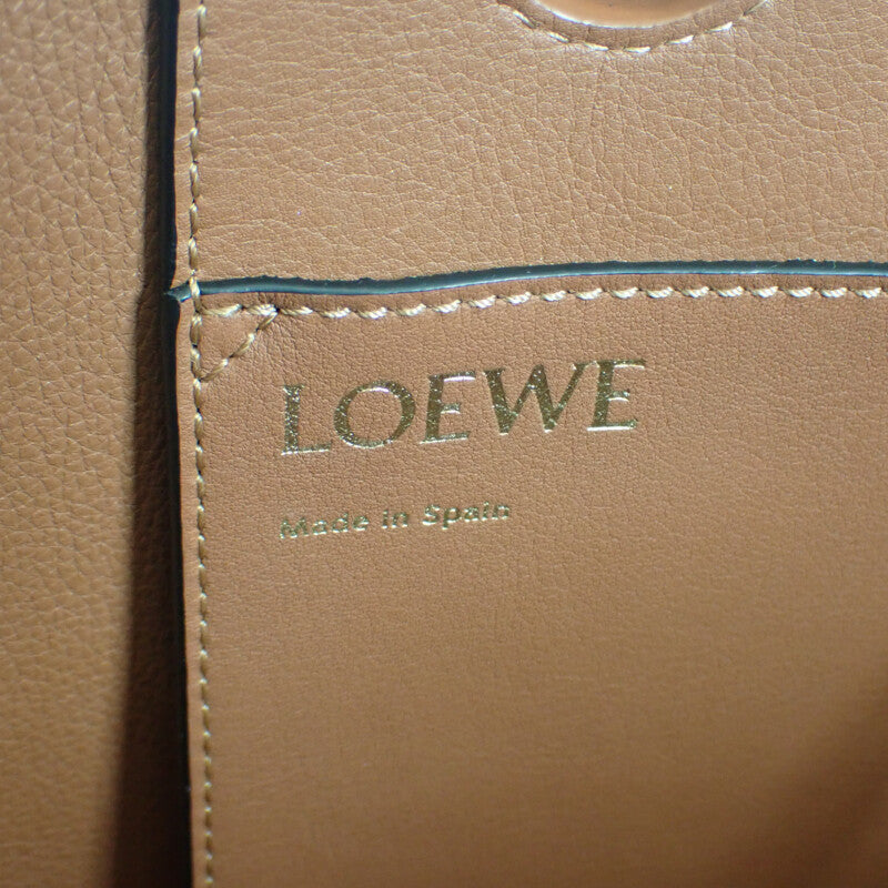 ロエベ LOEWE ロゴ トートスモール 2WAYバッグ ウール レザー ネイビー ブラウン レディース【中古】【Aランク】
