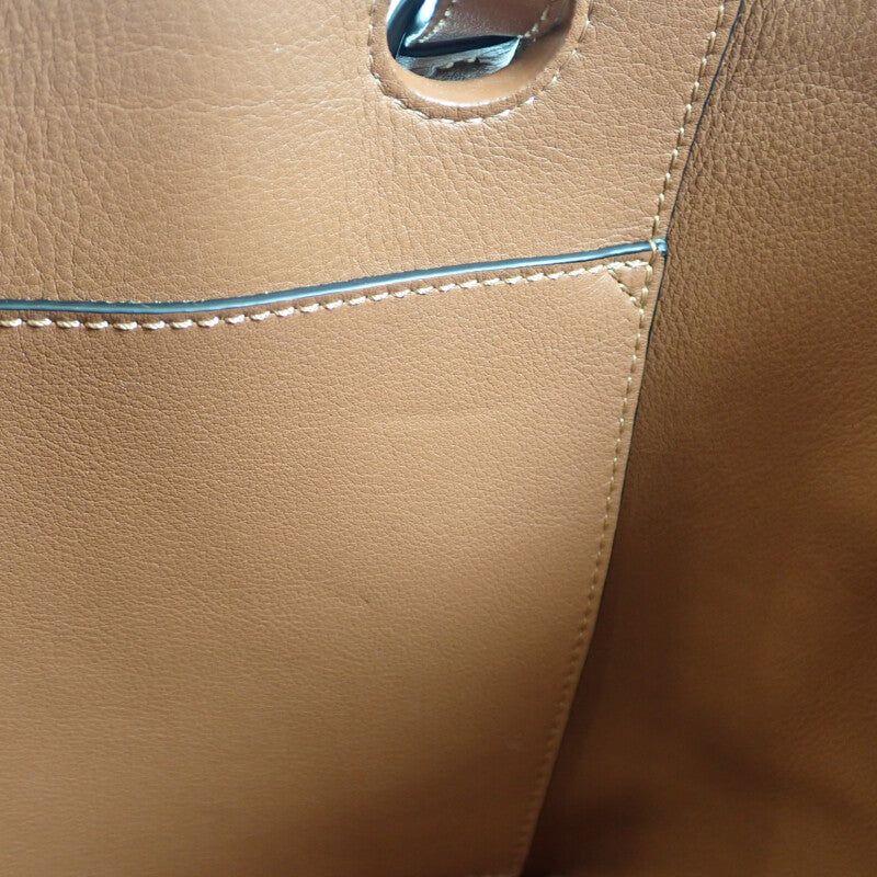 ロエベ LOEWE ロゴ トートスモール 2WAYバッグ ウール レザー ネイビー ブラウン レディース【中古】【Aランク】