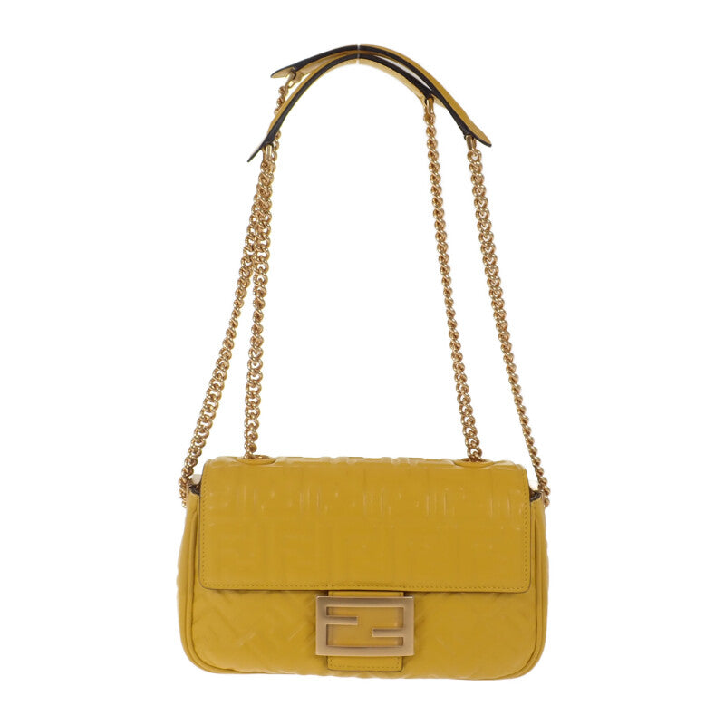 フェンディ FENDI バゲットチェーン ミディ 8BR793_AH9C_F1E8V ショルダーバッグ ２WAYバッグ レザー イエロー ゴールド金具 レディース【中古】【SAランク】