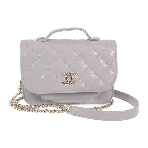 【中古】シャネル CHANEL アンフィニティミニ チェーンウォレット AP2914 2WAYバッグ ショルダーバッグ キャビアスキン グレー ゴールド金具【Aランク】