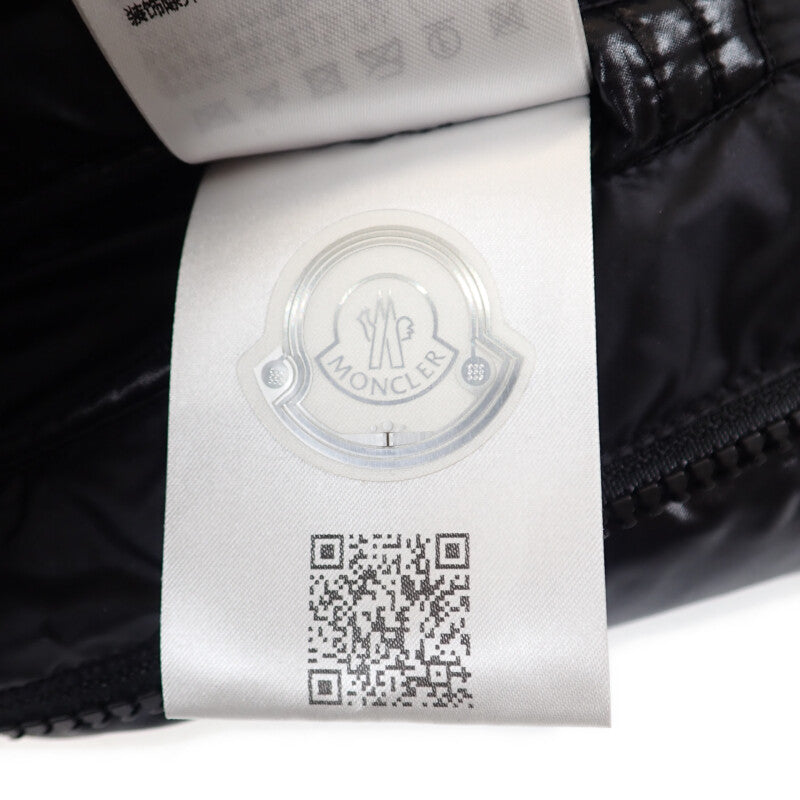 【Aランク】モンクレール MONCLER フラグメントデザインコラボ レザー切替 QUINLAN H209U1A00003 ダウンジャケット ナイロン 牛革 ダウン・フェザー ブラック ホワイト ブラック金具 0 メンズ【ISEYA】