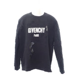 【ABランク】ジバンシー Givenchy デストロイ クラッシュ加工 トレーナー 17F7334653 スウェット コットン ブラック XL メンズ【ISEYA】