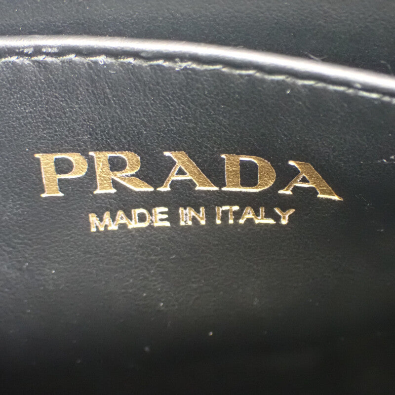 プラダ PRADA シンボル エンブロダイリー ミニバッグ 1BA3552FKLF0Y30 2WAYバッグ ショルダーバッグ ポリエステル サフィアーノ ブラック ベージュ レディース【中古】【Aランク】